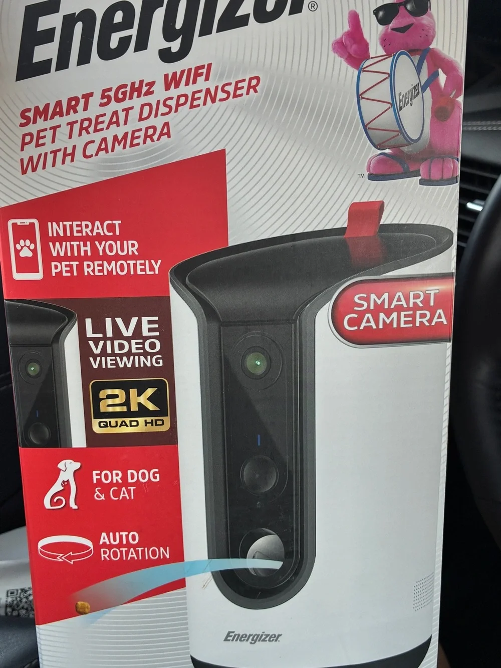 Energizer Smart Pet Camera & Treat Dispenser — White & Black
